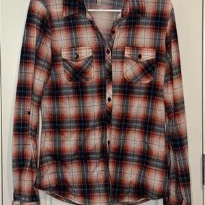 Plaid Button-Up Shirt Women L